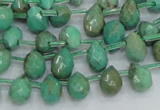 CAB23 15.5 inches 7*10mm faceted teardrop green grass agate beads