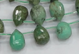 CAB24 15.5 inches 10*14mm faceted teardrop green grass agate beads