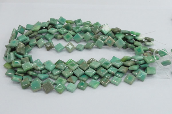 CAB27 15.5 inches 10*10mm diamond green grass agate gemstone beads