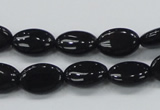 CAB318 15.5 inches 8*12mm oval black agate gemstone beads wholesale