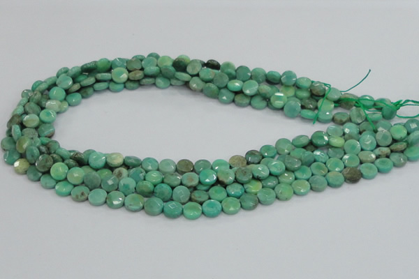 CAB32 15.5 inches 8mm faceted coin green grass agate gemstone beads