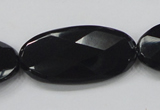 CAB321 15.5 inches 20*40mm faceted oval black agate gemstone beads