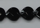 CAB324 15.5 inches 20*20mm faceted heart black agate gemstone beads