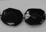 CAB326 15.5 inches 25*30mm faceted octagonal black agate gemstone beads