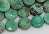 CAB33 15.5 inches 14mm faceted coin green grass agate gemstone beads