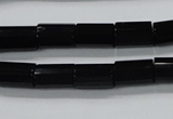 CAB333 15.5 inches 8*12mm faceted column black agate gemstone beads