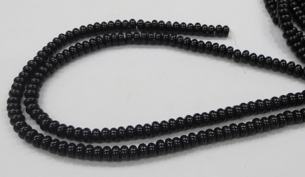 CAB339 15.5 inches 4*8mm rondelle black agate gemstone beads