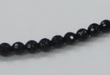 CAB342 15.5 inches 6mm faceted round black agate gemstone beads