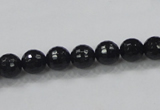 CAB343 15.5 inches 8mm faceted round black agate gemstone beads