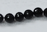 CAB344 15.5 inches 10mm faceted round black agate gemstone beads