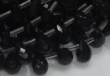 CAB348 15.5 inches 7*10mm faceted teardrop black agate gemstone beads