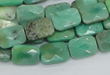 CAB36 15.5 inches 10*14mm faceted rectangle green grass agate beads