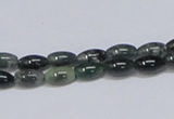 CAB387 15.5 inches 5*8mm rice moss agate gemstone beads wholesale