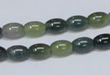 CAB388 15.5 inches 7*10mm rice moss agate gemstone beads wholesale