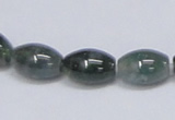 CAB390 15.5 inches 10*15mm rice moss agate gemstone beads wholesale