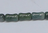 CAB395 15.5 inches 8*14mm bamboo shape moss agate gemstone beads