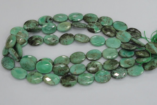 CAB40 15.5 inches 15*20mm faceted oval green grass agate beads