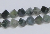 CAB400 15.5 inches 6*6mm inclined cube moss agate gemstone beads