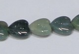 CAB407 15.5 inches 14*14mm heart moss agate gemstone beads wholesale