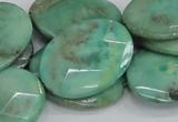 CAB42 15.5 inches 22*30mm faceted oval green grass agate beads