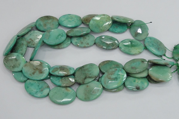 CAB42 15.5 inches 22*30mm faceted oval green grass agate beads