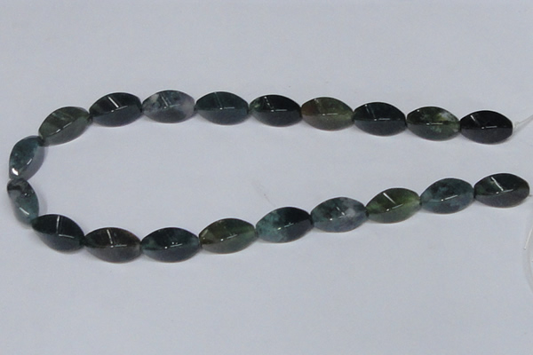 CAB422 15.5 inches 10*20mm twisted rice moss agate gemstone beads