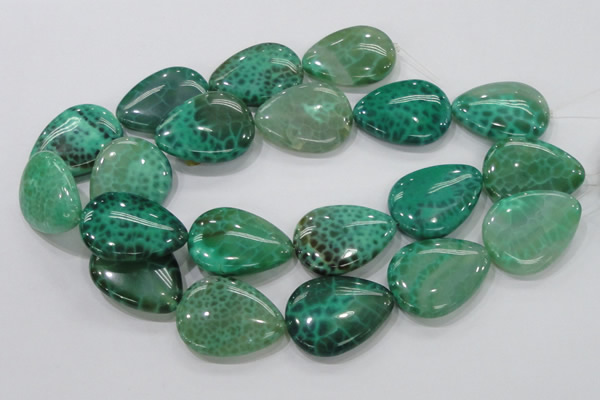 CAB56 15.5 inches 30*40mm flat teardrop peafowl agate gemstone beads