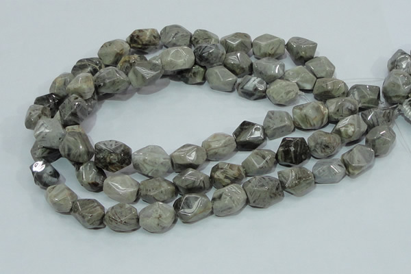 CAB568 15.5 inches 15*20mm nuggets silver needle agate gemstone beads