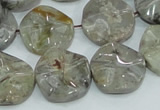 CAB571 15.5 inches 20mm wavy coin silver needle agate gemstone beads