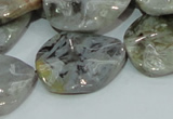 CAB575 15.5 inches 23*30mm wavy oval silver needle agate gemstone beads