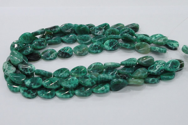 CAB58 15.5 inches 14*18mm twisted oval peafowl agate gemstone beads