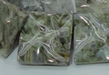 CAB586 15.5 inches 30*30mm wavy square silver needle agate beads