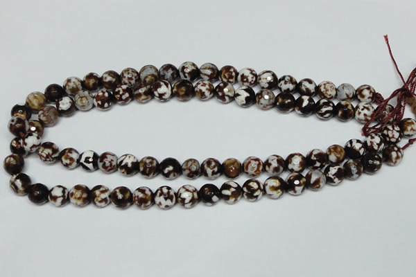 CAB616 15.5 inches 10mm faceted round leopard skin agate beads wholesale