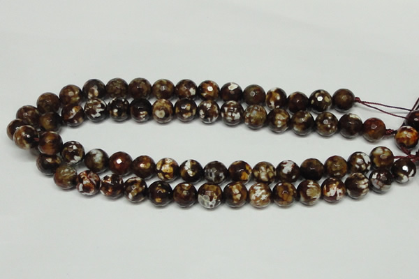 CAB617 15.5 inches 12mm faceted round leopard skin agate beads wholesale