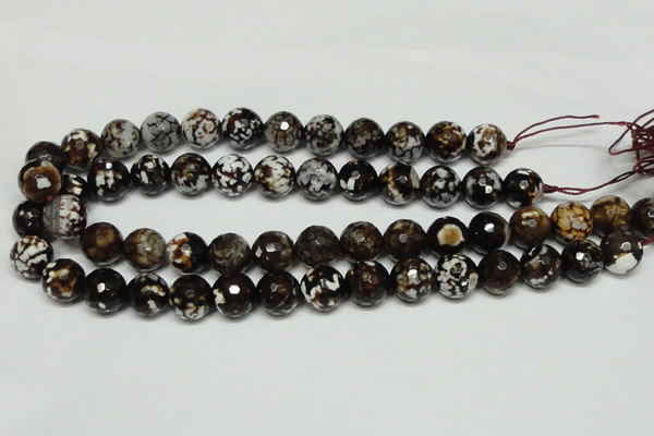 CAB618 15.5 inches 14mm faceted round leopard skin agate beads wholesale