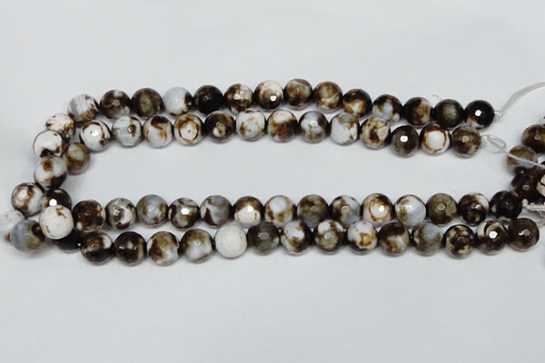 CAB620 15.5 inches 12mm faceted round leopard skin agate beads wholesale