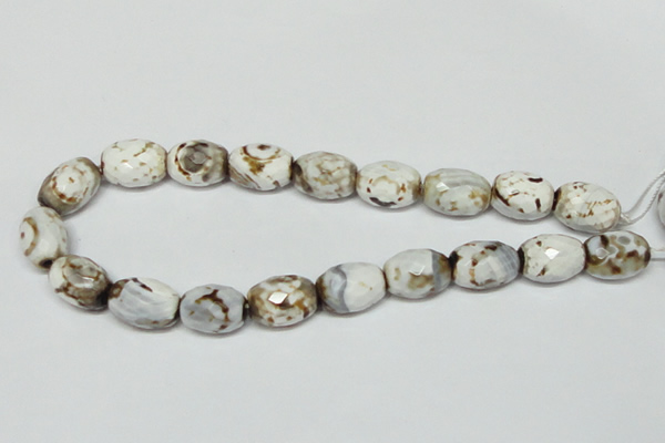 CAB624 15.5 inches 14*20mm faceted egg-shaped leopard skin agate beads