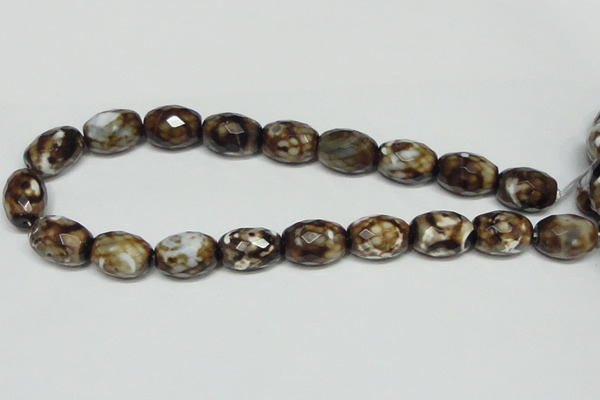 CAB625 15.5 inches 14*20mm faceted egg-shaped leopard skin agate beads