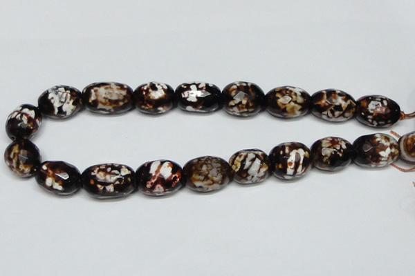 CAB626 15.5 inches 16*22mm faceted egg-shaped leopard skin agate beads