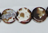 CAB627 15.5 inches 15mm flat round leopard skin agate beads wholesale