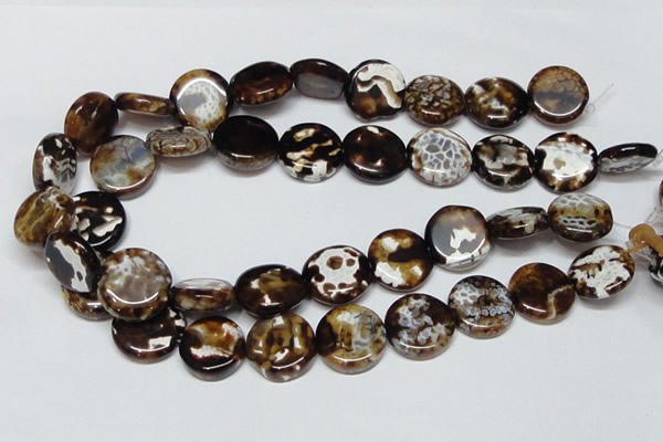 CAB628 15.5 inches 20mm flat round leopard skin agate beads wholesale