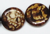 CAB630 15.5 inches 25mm flat round leopard skin agate beads wholesale