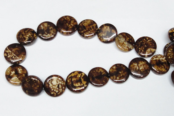 CAB630 15.5 inches 25mm flat round leopard skin agate beads wholesale