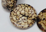 CAB631 15.5 inches 30mm flat round leopard skin agate beads wholesale