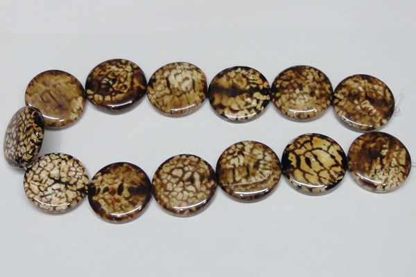 CAB631 15.5 inches 30mm flat round leopard skin agate beads wholesale