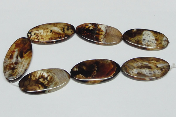 CAB632 15.5 inches 25*50mm oval leopard skin agate beads wholesale