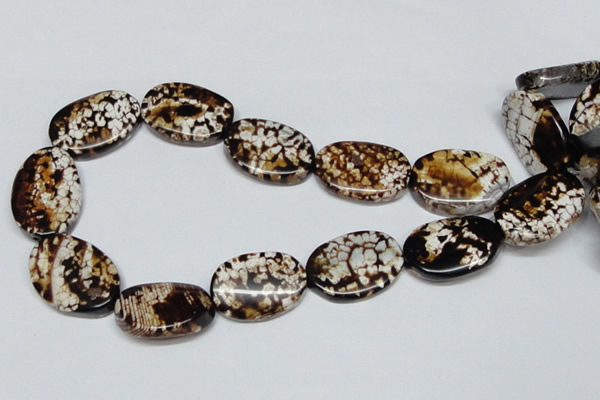 CAB634 15.5 inches 20*30mm twisted oval leopard skin agate beads