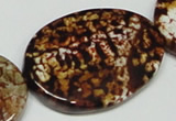 CAB635 15.5 inches 30*40mm twisted oval leopard skin agate beads