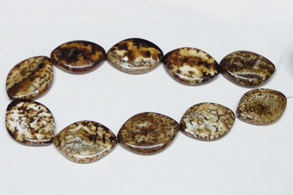 CAB638 15.5 inches 30*40mm marquise leopard skin agate beads