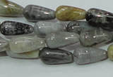 CAB72 15.5 inches 8*16mm teardrop silver needle agate gemstone beads